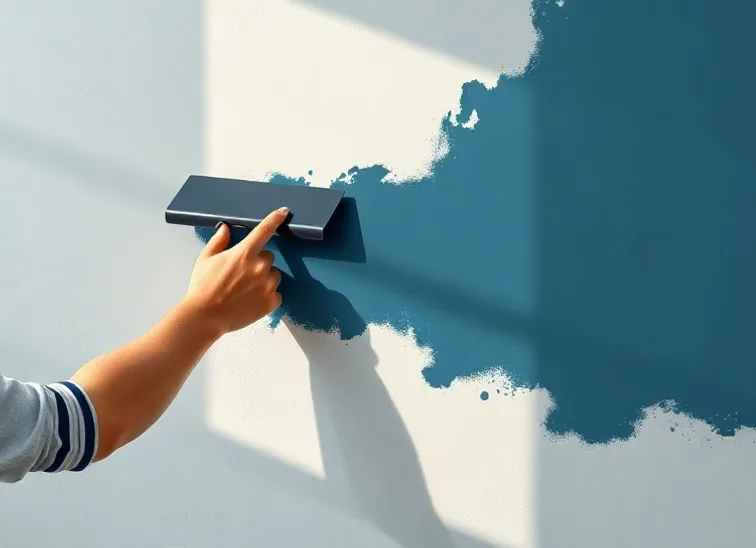 Application d'un enduit décoratif à la lisseuse sur un mur